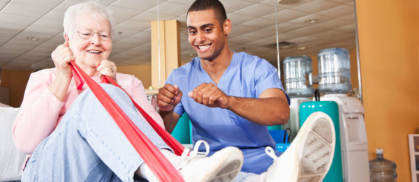 nurse and patient in rehabilitation